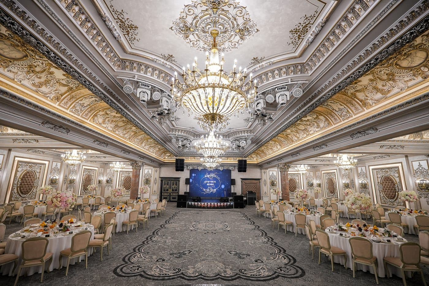 Banquet hall and table setting